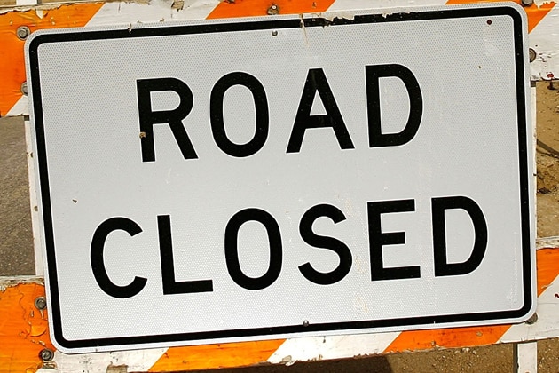 Road closed sign